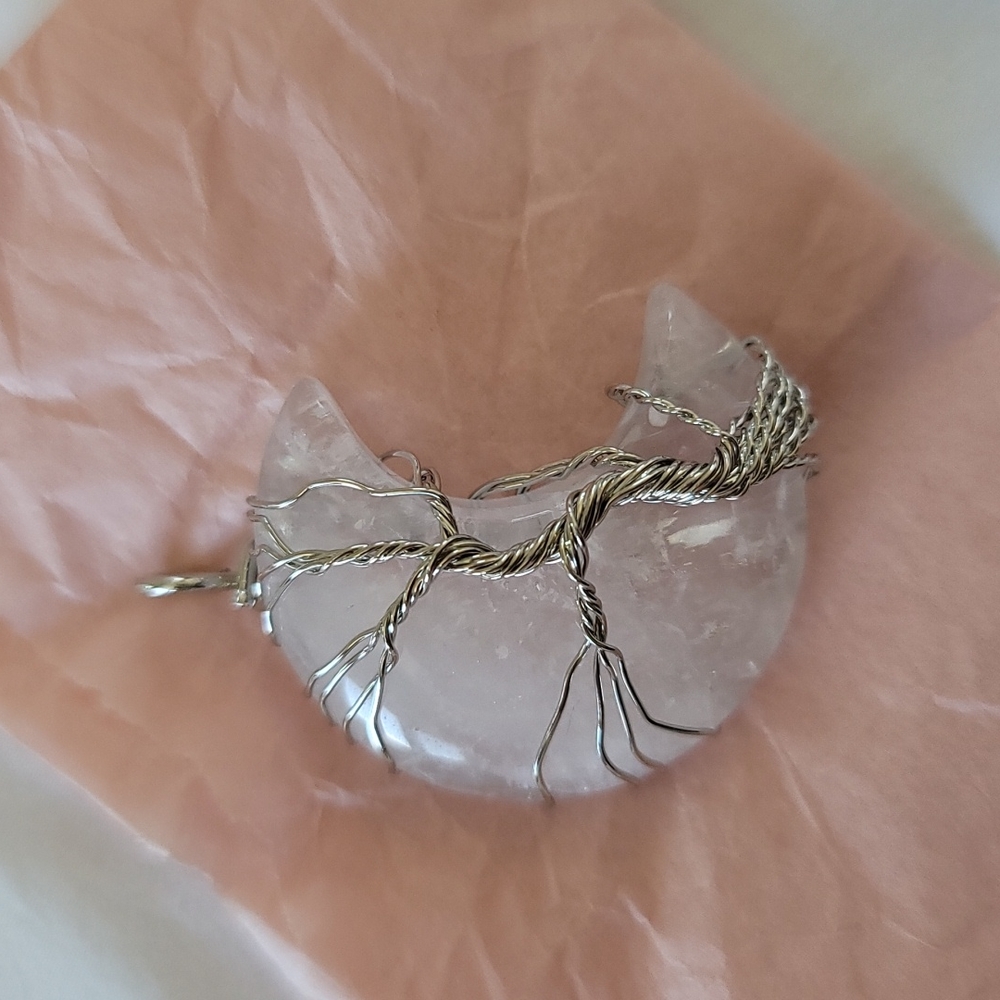 Clear Quartz Moon Pendant
